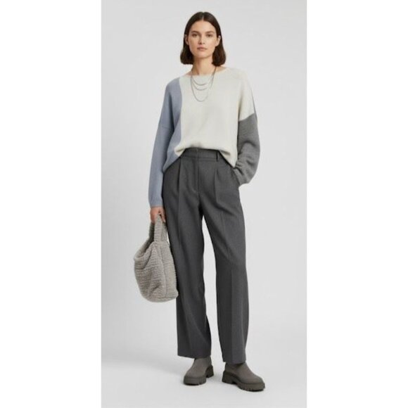 NWT BIANCALANCIA Color Block Oversized Cashmere blend Round Neck Sweater 46/10 - Picture 1 of 13